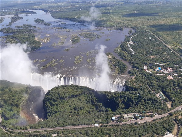 Victoria Falls gezien vanuit een helicopter
